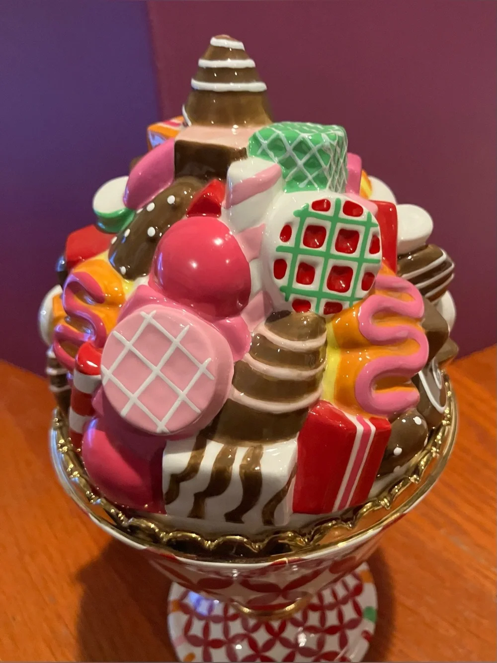 NEW w/o box Department 56 Glitterville Ceramic Candy Dish w/Lid Sugarplums Rare